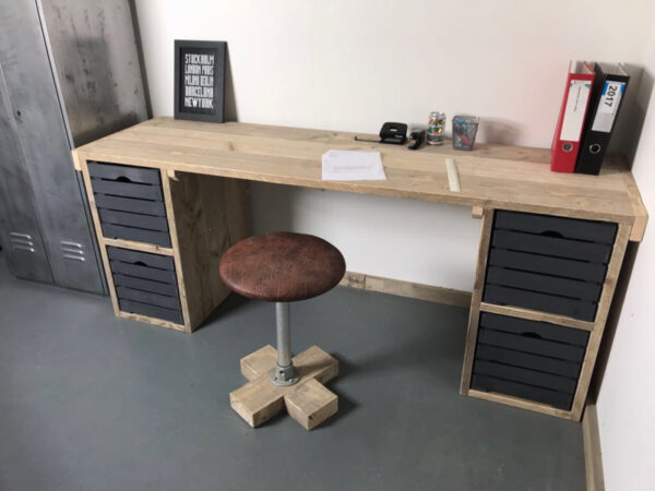 houten bureau met opbergbakken JUSTUS