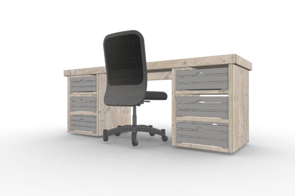 houten bureau met opbergbakken JUSTUS